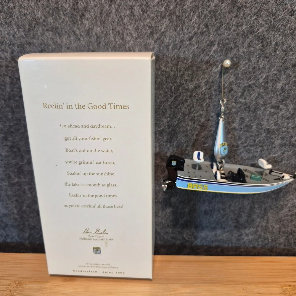 Hallmark Keepsake Christmas Ornament Reelin' In The Good Times Bass Boat Lure